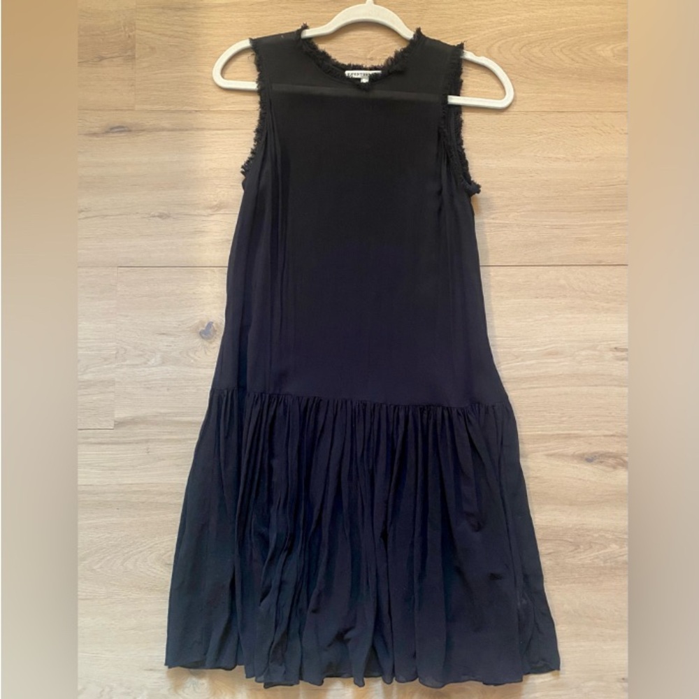 Black Sheer Sleeveless Dress pleated sz 2 whimsigoth witchy dark minimalist chic